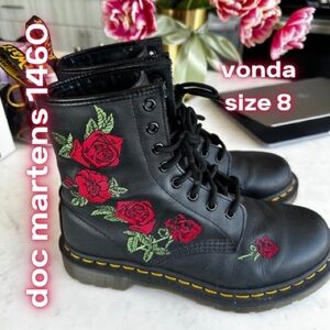 Dr. Martens 1460 Vonda Floral Leather Embroidered Women's Boots Size 8